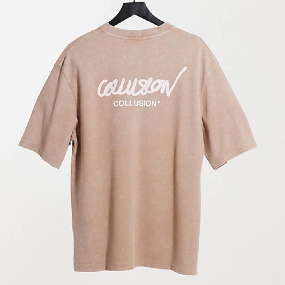 Unisex oversized t-shirt with logo print in washed pique fabric